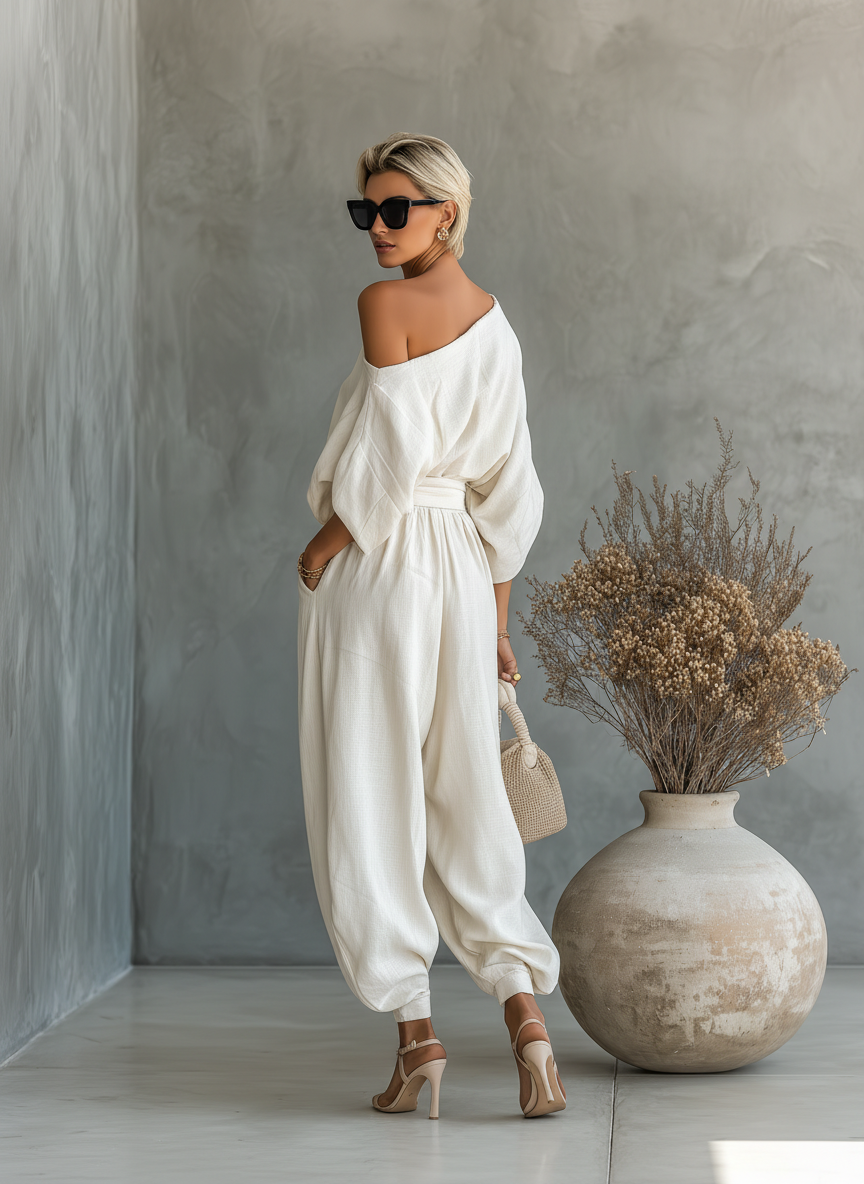 Linen Off-Shoulder Set