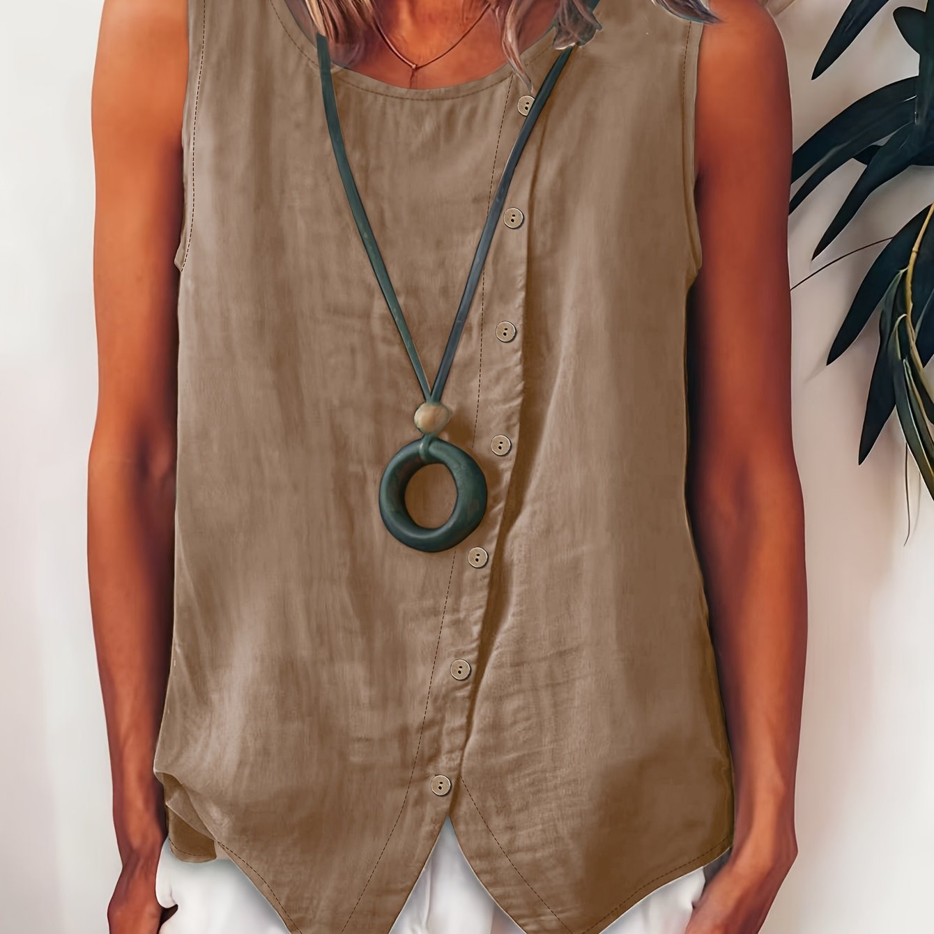 Selene | Effortless Button Tank Blouse