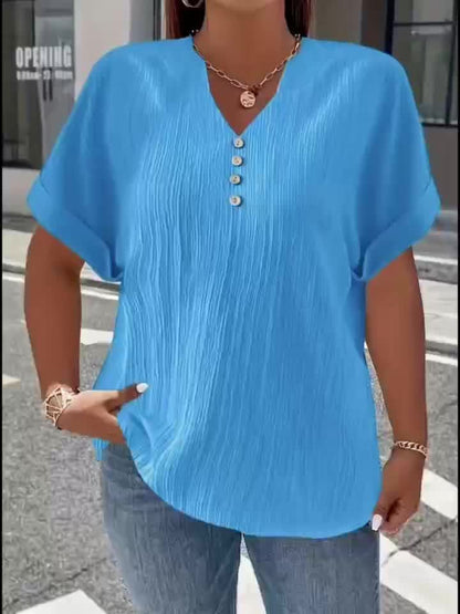 Noiréa – Textured V-Neck Comfort Blouse