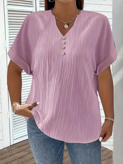 Noiréa – Textured V-Neck Comfort Blouse