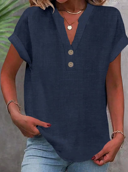 Lunara | Effortless Button V-Neck Blouse