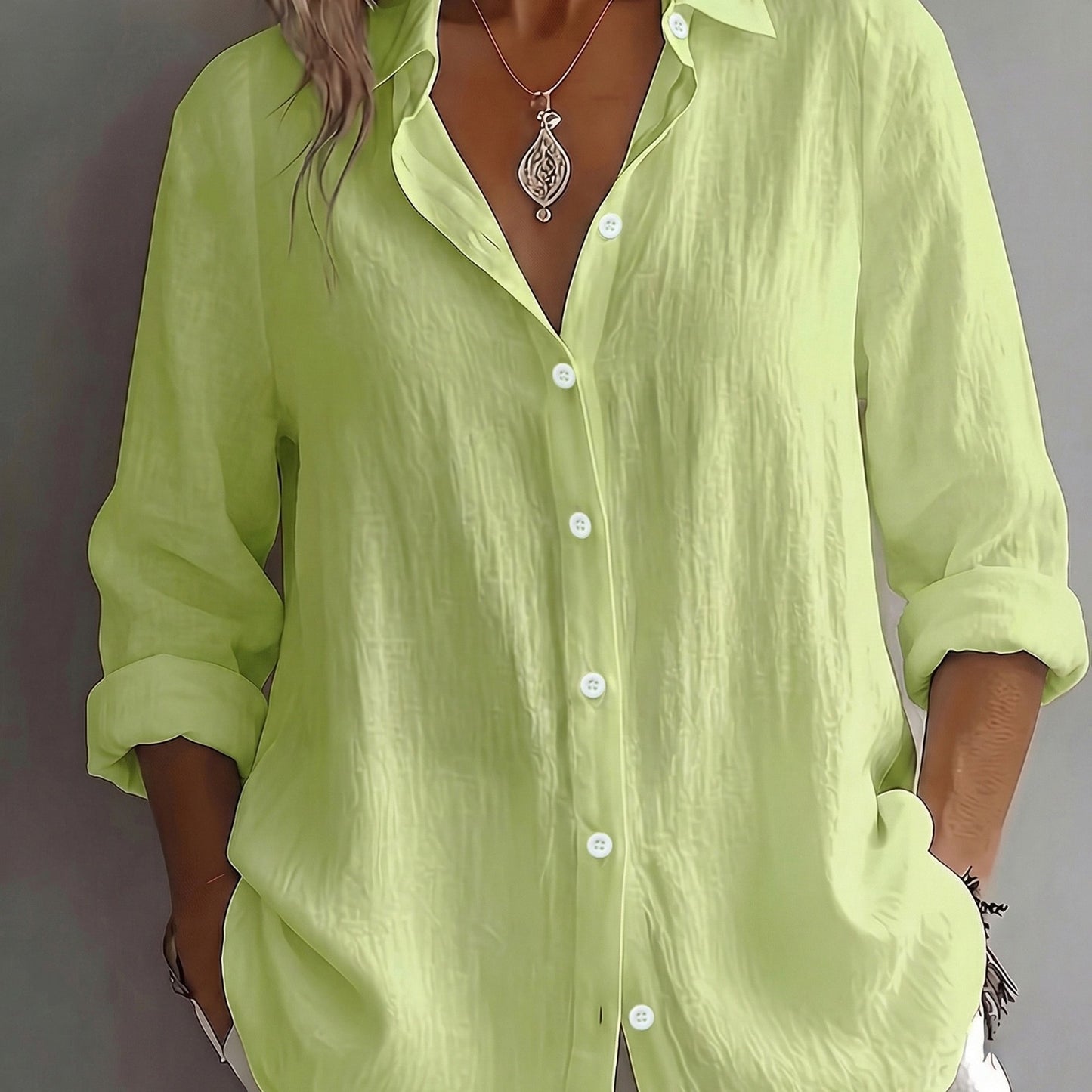 Aurelia – Effortless Linen Luxe Button-Down Blouse