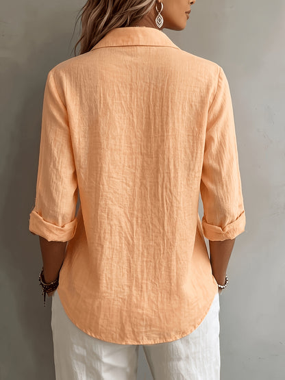 Aurelia – Effortless Linen Luxe Button-Down Blouse