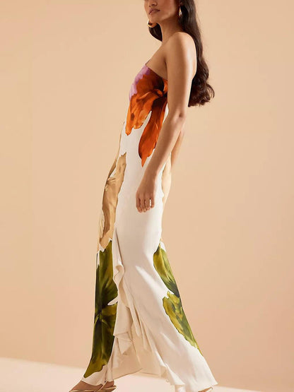 Kira | Resort Vibes Elegant Floral Print One-shoulder Maxi Dress