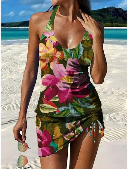 Fiesta – Floral Graphic Tankini with Shorts, Tummy Control Effect