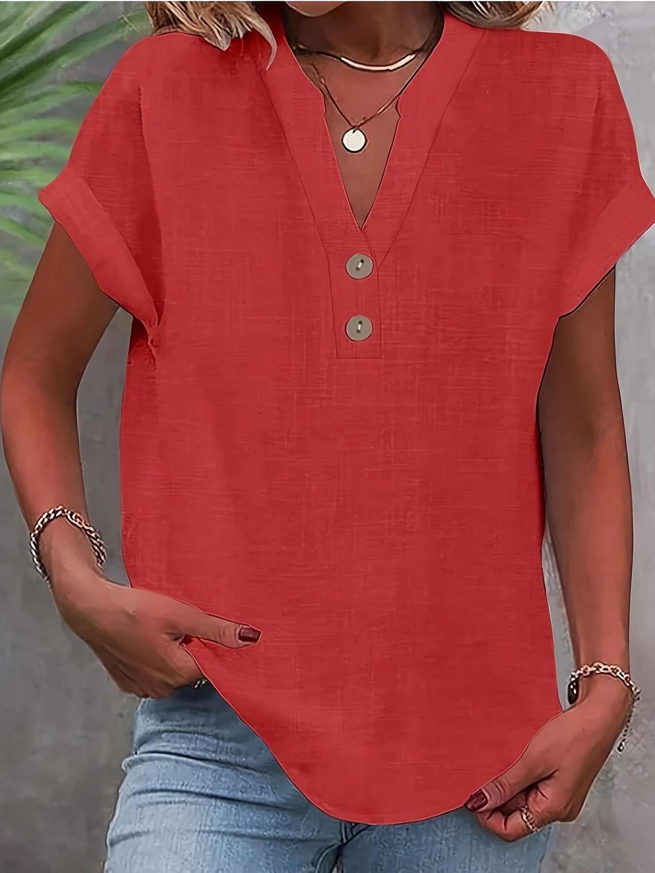Lunara | Effortless Button V-Neck Blouse