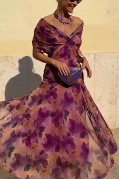 Louise | Elegant Maxi Party Dress with V-Neck