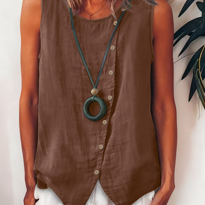 Selene | Effortless Button Tank Blouse