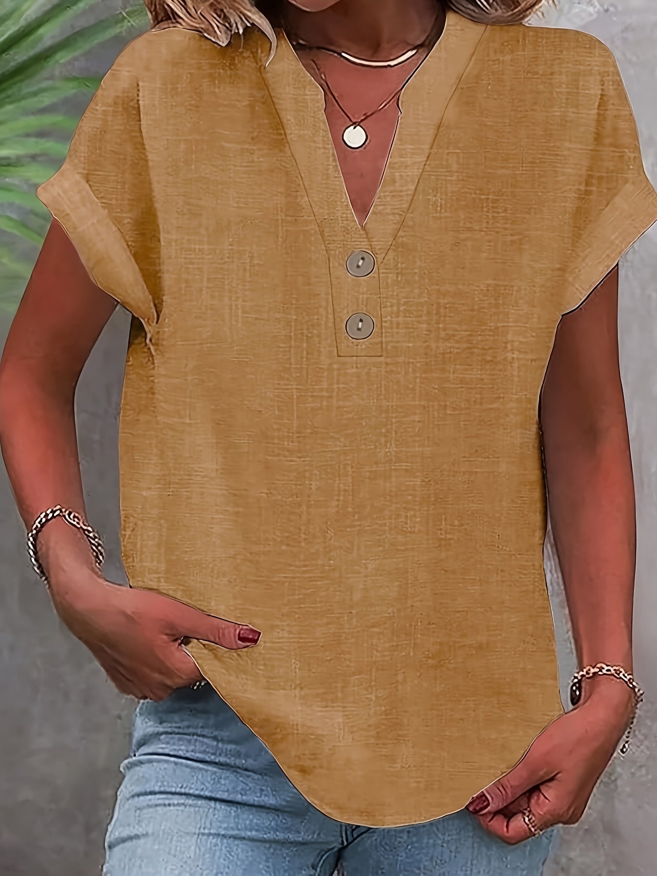 Lunara | Effortless Button V-Neck Blouse