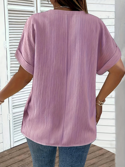Noiréa – Textured V-Neck Comfort Blouse