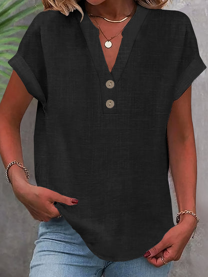 Lunara | Effortless Button V-Neck Blouse