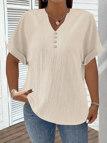 Noiréa – Textured V-Neck Comfort Blouse