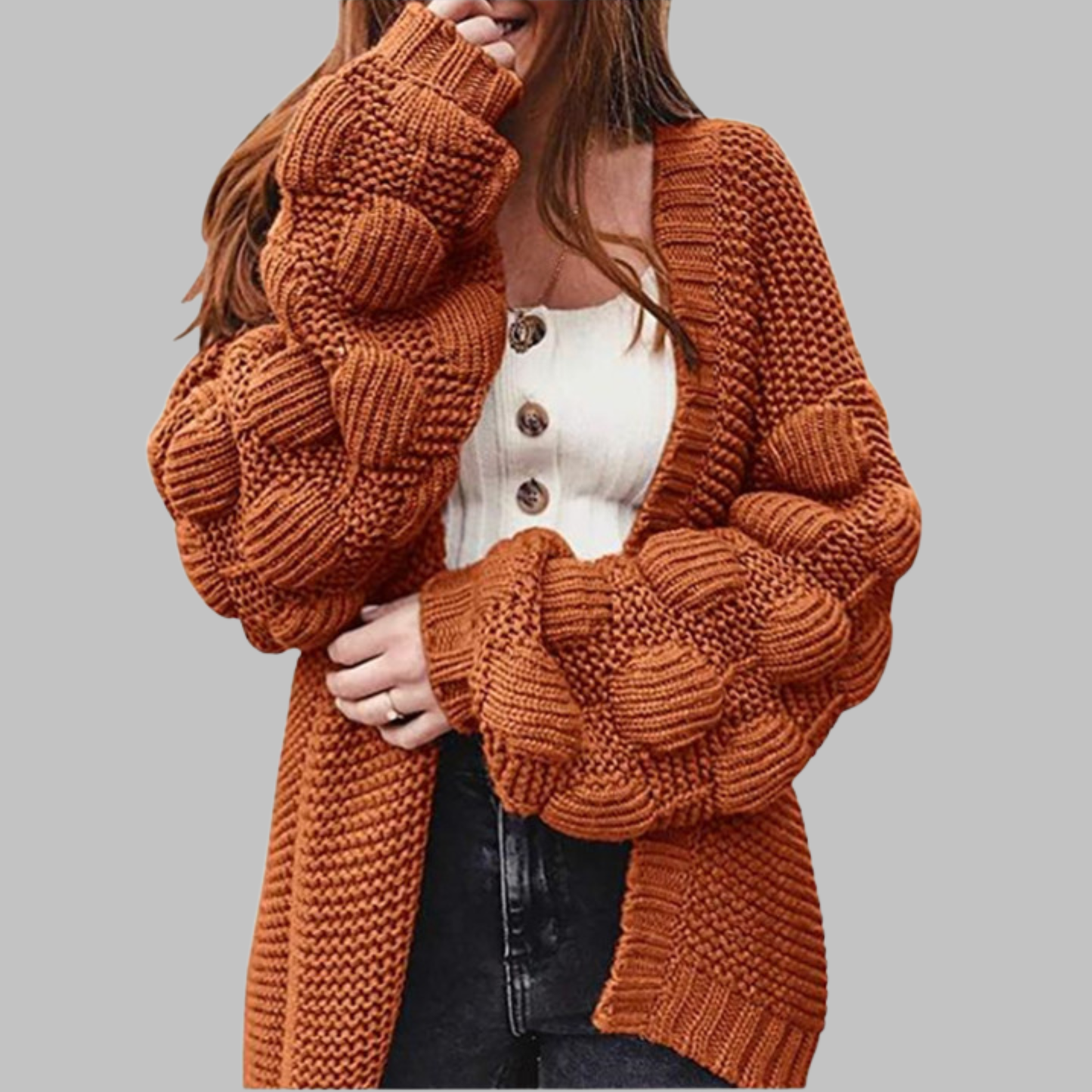 GISELLE™ - Vintage Oversized Chunky Open Front Cardigan