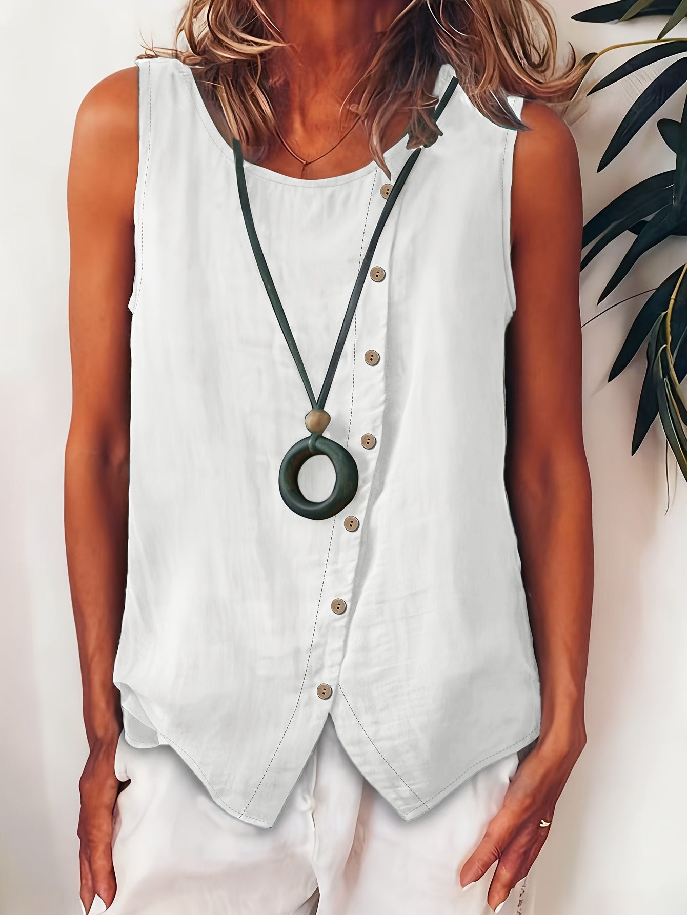 Selene | Effortless Button Tank Blouse