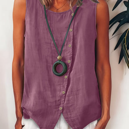 Selene | Effortless Button Tank Blouse