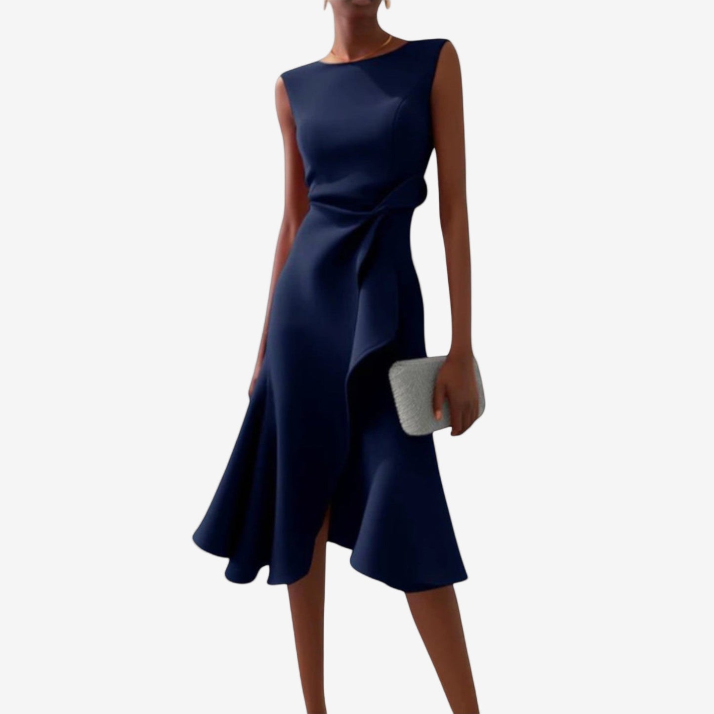 Eliana | Elegant Midi Dress with Asymmetrical Cut
