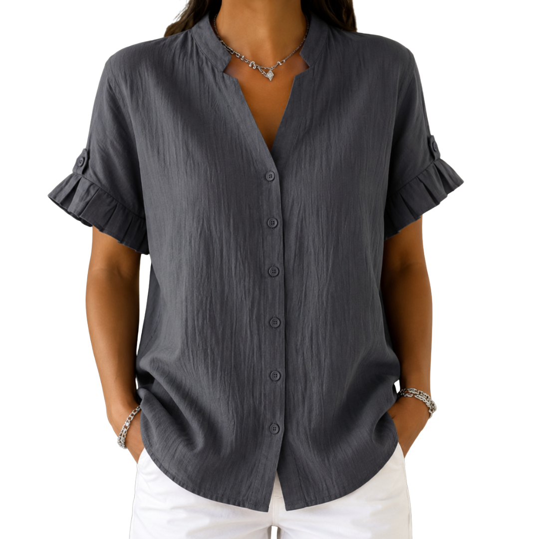 Ellorie™ | Relaxed V-neck Short Sleeve Women’s Shirt