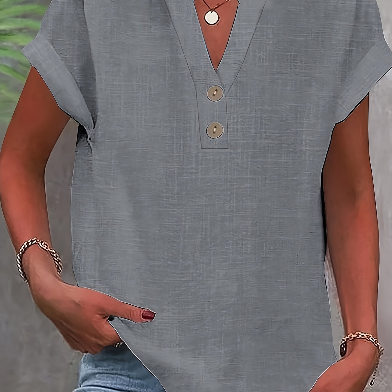 Lunara | Effortless Button V-Neck Blouse