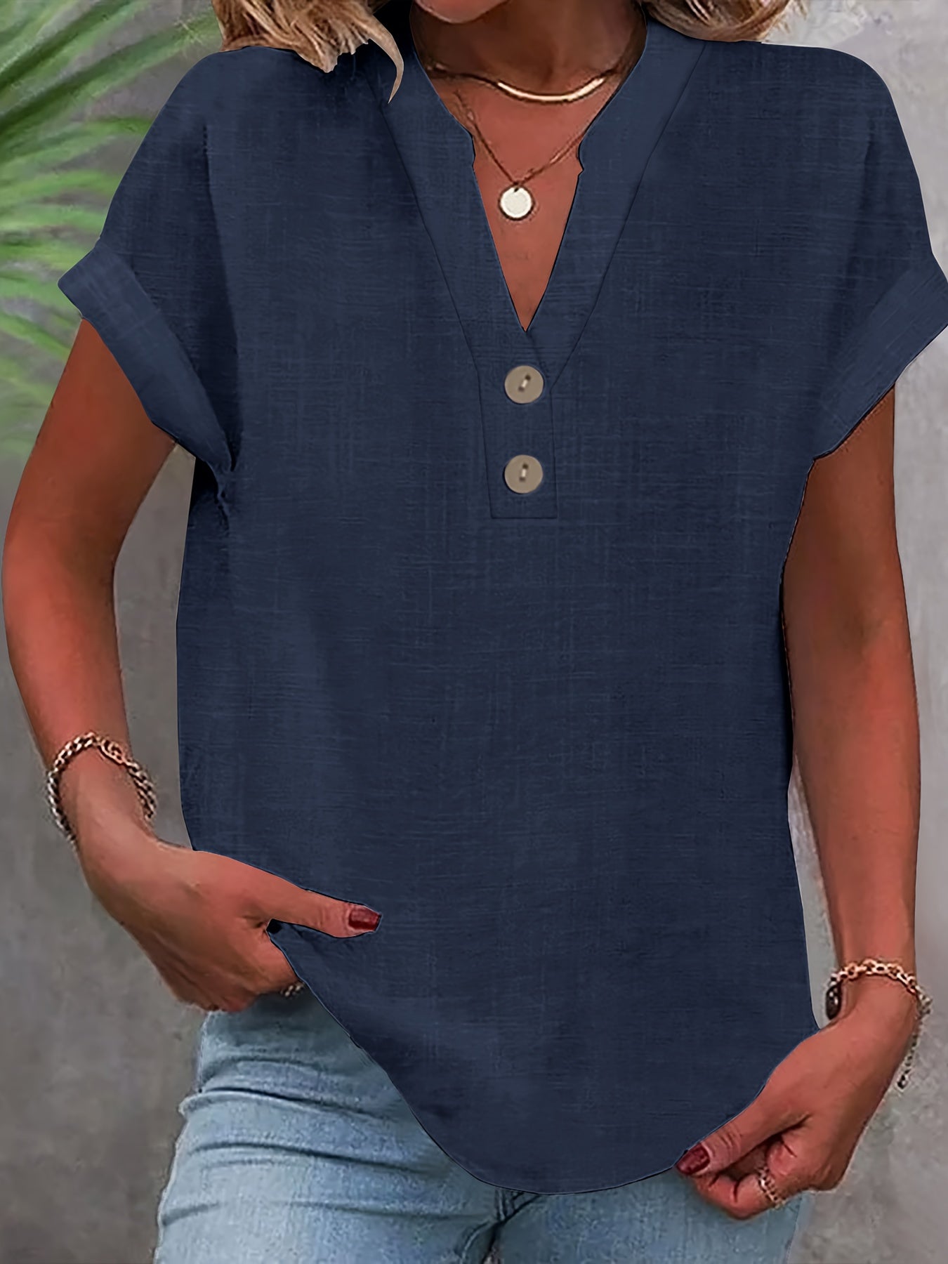 Lunara | Effortless Button V-Neck Blouse