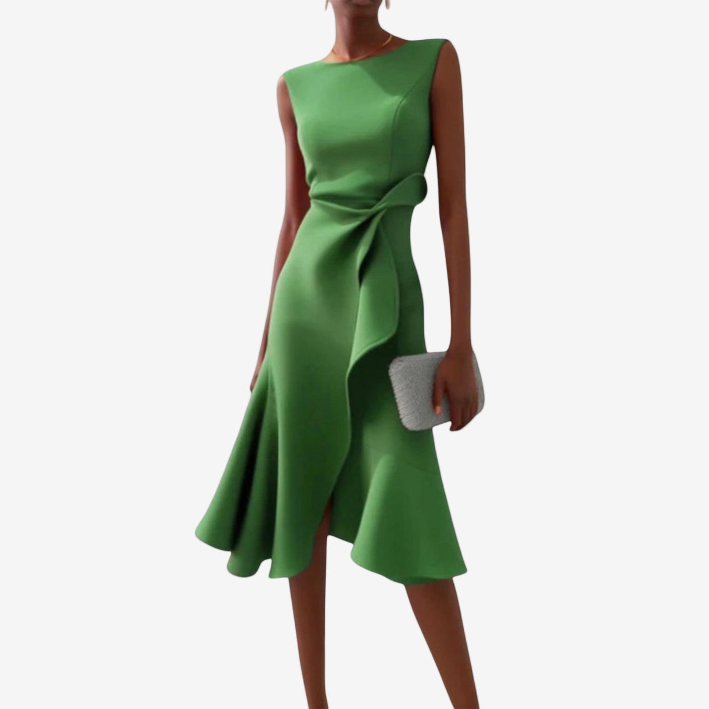 Eliana | Elegant Midi Dress with Asymmetrical Cut
