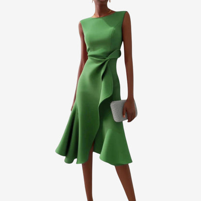 Eliana | Elegant Midi Dress with Asymmetrical Cut