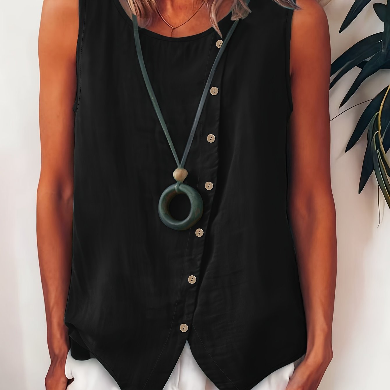 Selene | Effortless Button Tank Blouse