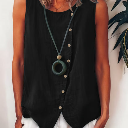 Selene | Effortless Button Tank Blouse