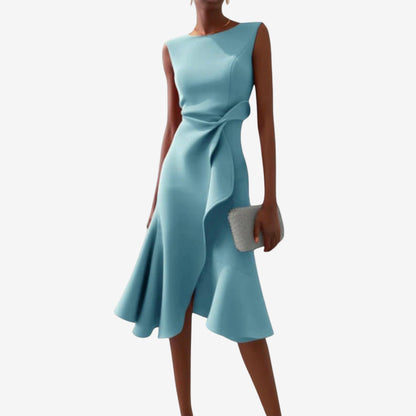 Eliana | Elegant Midi Dress with Asymmetrical Cut