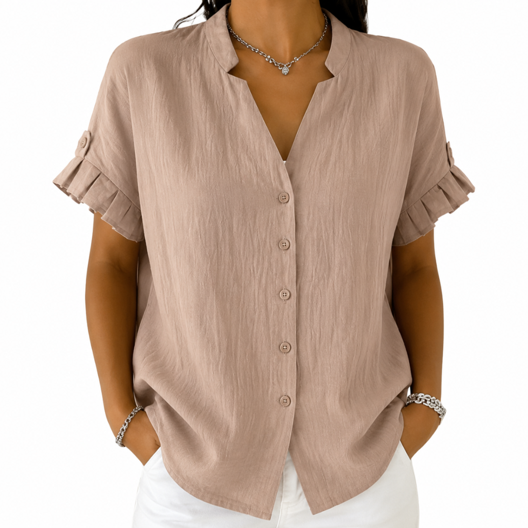 Ellorie™ | Relaxed V-neck Short Sleeve Women’s Shirt