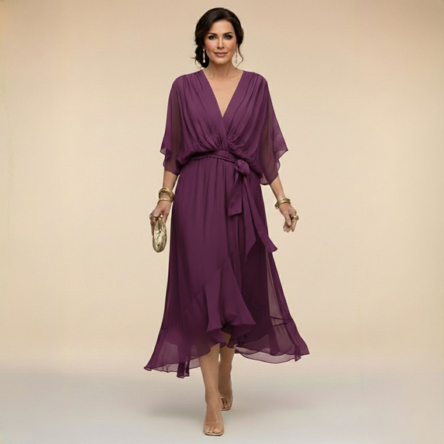 Sorena - Elegant V-Neck Maxi Dress