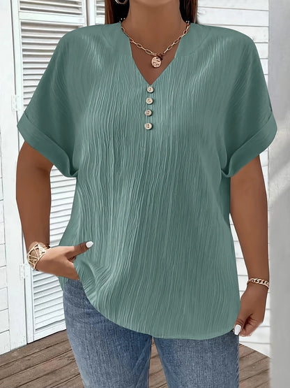 Noiréa – Textured V-Neck Comfort Blouse