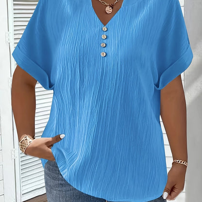 Noiréa – Textured V-Neck Comfort Blouse