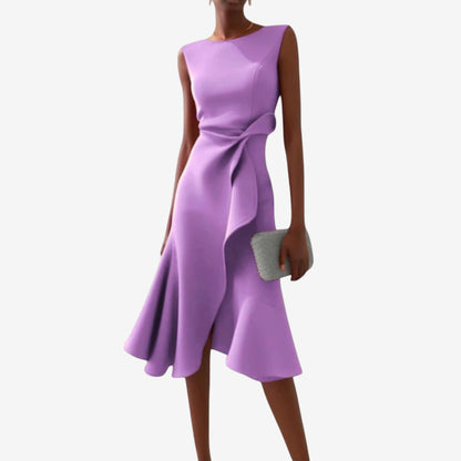 Eliana | Elegant Midi Dress with Asymmetrical Cut