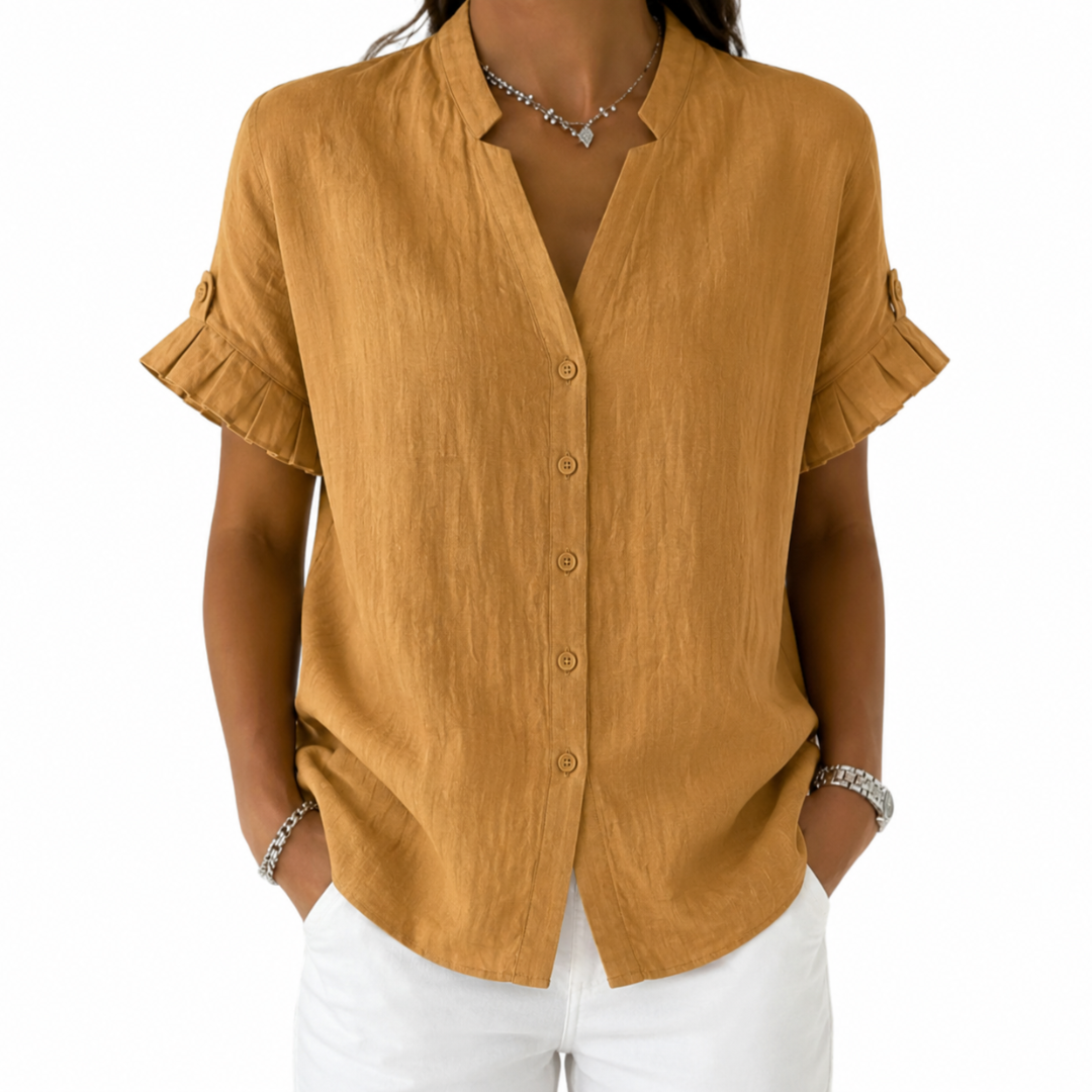 Ellorie™ | Relaxed V-neck Short Sleeve Women’s Shirt