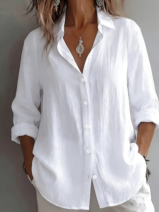 Aurelia – Effortless Linen Luxe Button-Down Blouse
