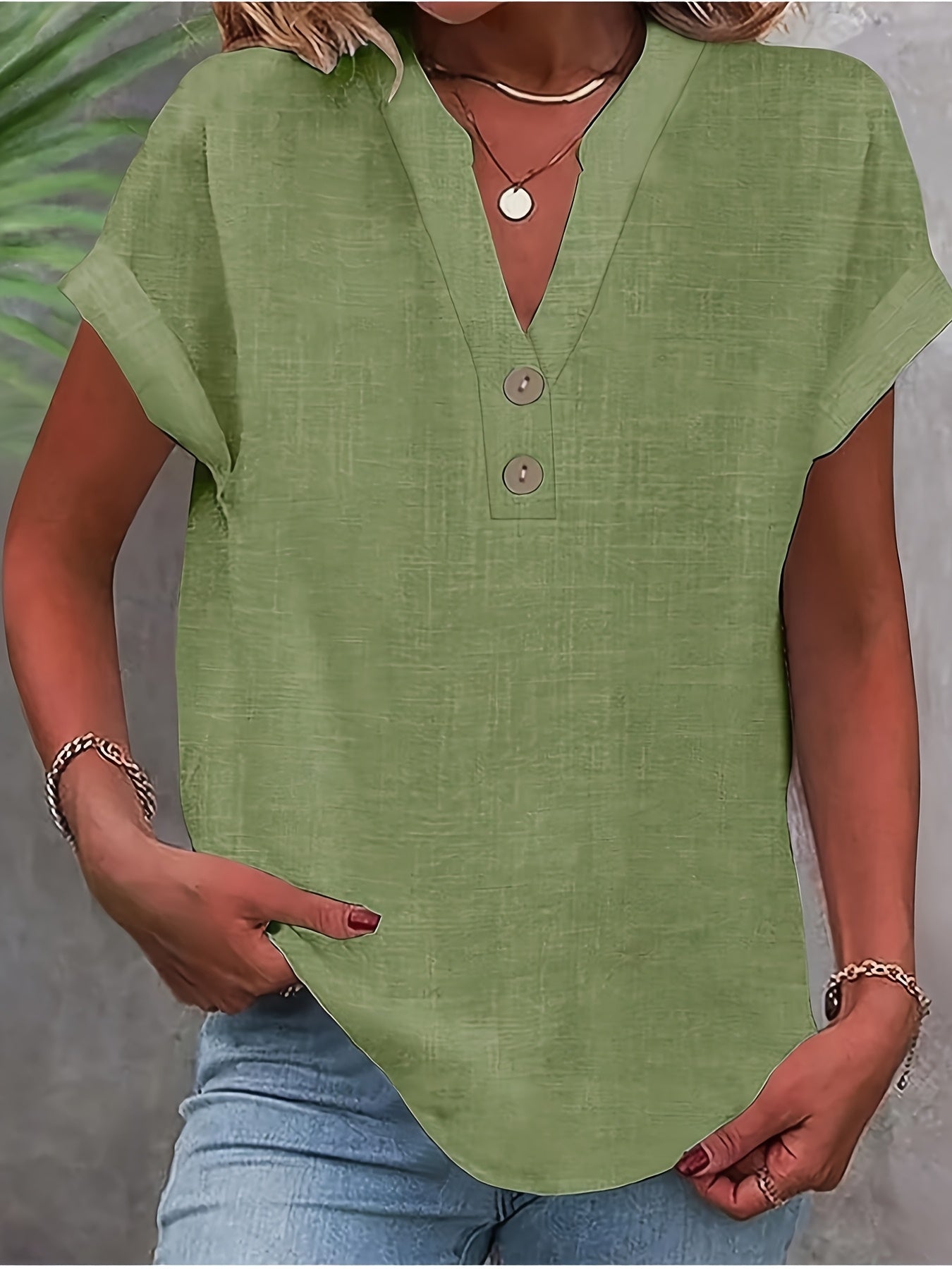 Lunara | Effortless Button V-Neck Blouse