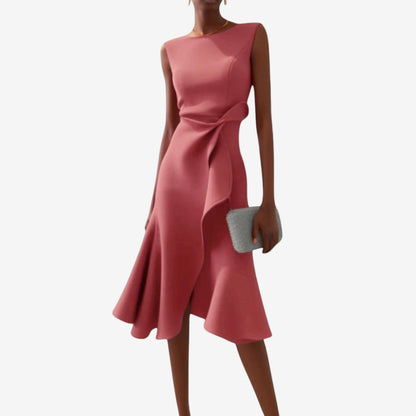Eliana | Elegant Midi Dress with Asymmetrical Cut