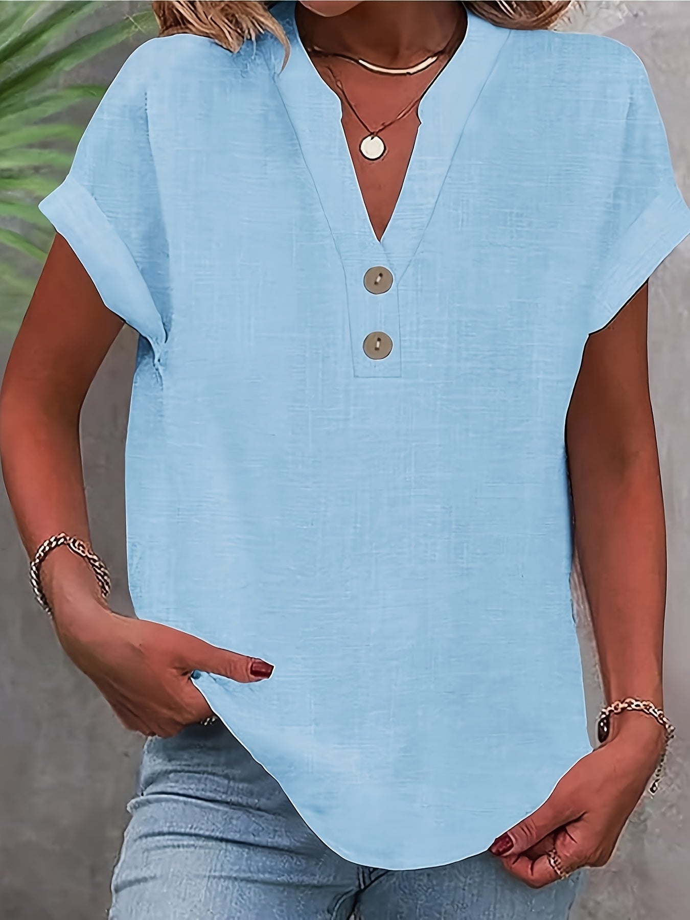 Lunara | Effortless Button V-Neck Blouse