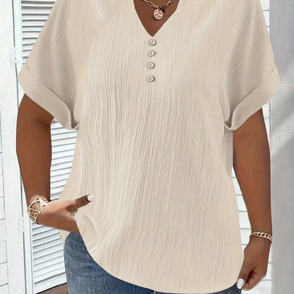 Noiréa – Textured V-Neck Comfort Blouse