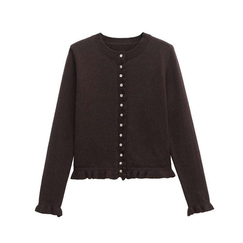 KIANA™ - Cozy Button-Up Cardigan with Lettuce Trim for Cold Weather