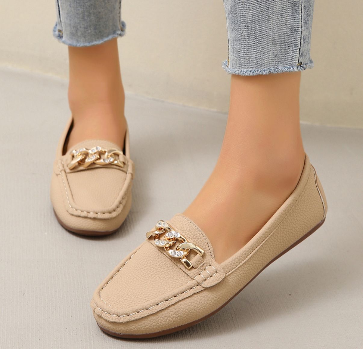 Eden - Flat Diamond Buckle Loafers