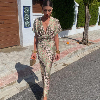 Olivia V-Neck Dress with Print