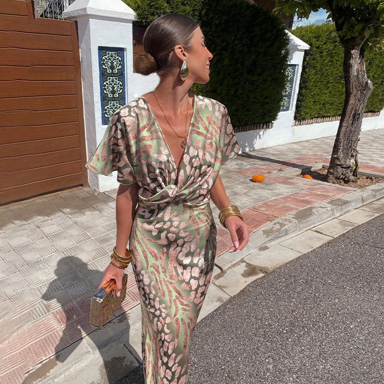 Olivia V-Neck Dress with Print