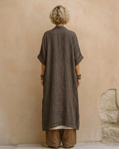 Sophie | Dark Gray & Brown Tribal Print Three-Piece Set
