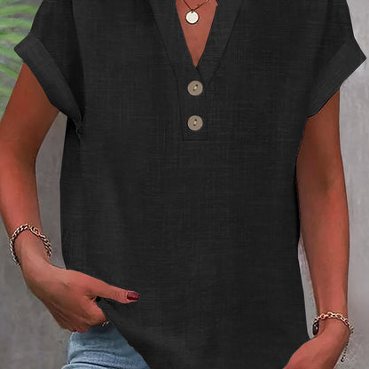 Lunara | Effortless Button V-Neck Blouse