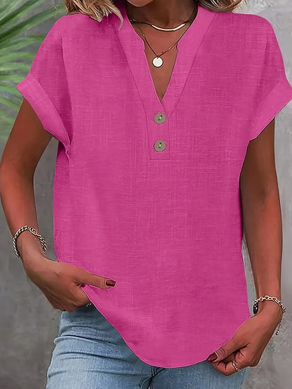 Lunara | Effortless Button V-Neck Blouse