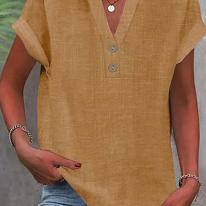 Lunara | Effortless Button V-Neck Blouse