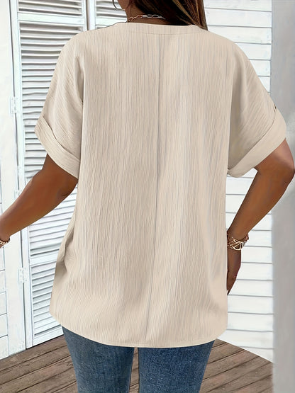 Noiréa – Textured V-Neck Comfort Blouse
