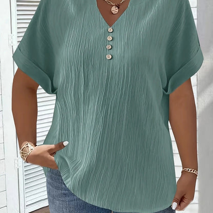 Noiréa – Textured V-Neck Comfort Blouse