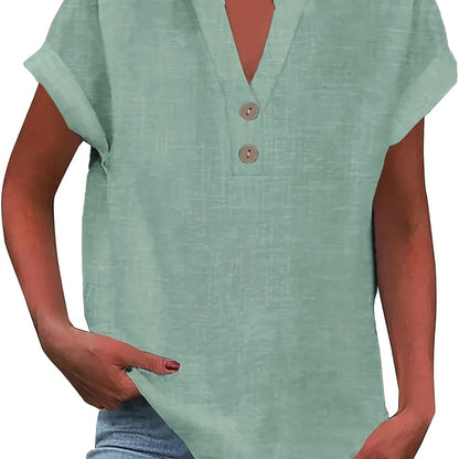 Lunara | Effortless Button V-Neck Blouse